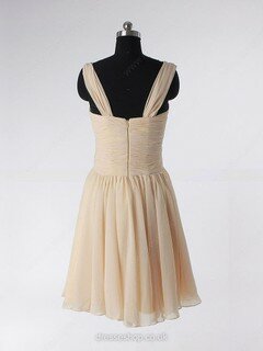 A-line Straps Chiffon Short/Mini Sleeveless Draped Prom Dresses #02013594