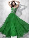 A-line Straps Chiffon Floor-length Beading Prom Dresses #02015047