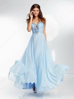 Chiffon Beading Sweetheart A-line Sleeveless Nice Light Sky Blue Prom Dresses #02014208