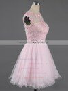 Scoop Neck Light Sky Blue Tulle Appliques Lace Cap Straps Short/Mini Online Prom Dress #02042343