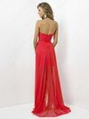 High Low Sweetheart Red Chiffon with Crystal Detailing Asymmetrical Prom Dress #02015040