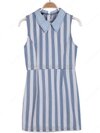 Blue White Lapel Vertical Stripe Denim Dress for HPL
