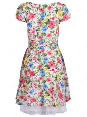 Multicolor Short Sleeve Floral Chiffon Dress for HPL #100000514022206076