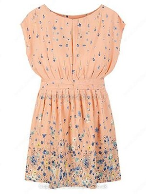 Pink Sleeveless Floral Elastic Belt Dress for HPL #100000514022206078