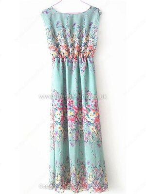 Green Sleeveless Floral Bandeau Tank Chiffon Dress for HPL #100000514022206108