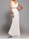 Sheath/Column Chiffon V-neck Ruffles Floor-length Prom Dresses IS#02011865