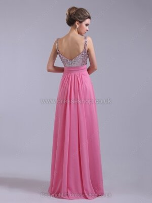 A-line Straps Chiffon Floor-length Sequins Prom DressesIS#02020088