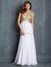 A-line Scoop Chiffon Floor-length Rhinestone Prom Dresses #02015409