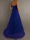 One Shoulder Sweep Train Crystal Detailing Royal Blue Chiffon Prom Dress #02023275