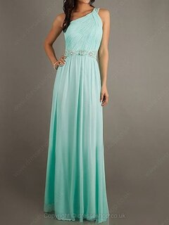 For Less Sheath/Column Chiffon with Beading One Shoulder Prom Dresses #02014536