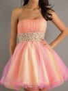 Ball Gown Strapless Tulle Short/Mini Beading Prom Dresses #02014572