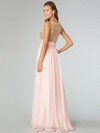Scoop Neck Pearl Pink Chiffon Floor-length Beading Girls Prom Dress #02014822