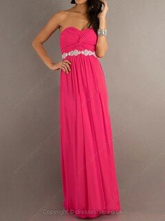 Sweetheart Watermelon Chiffon Crystal Detailing Sheath/Column Prom Dress #02014876
