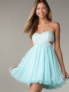A-line Sweetheart Chiffon Short/Mini Lace Cocktail Dresses #02042340