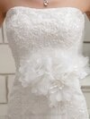 Trumpet/Mermaid Strapless Tulle Satin Court Train Flower(s) Wedding Dresses #00020413