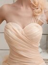 Ball Gown One Shoulder Organza Court Train Flower(s) Wedding Dresses #00020420