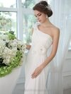 Sheath/Column One Shoulder Chiffon Court Train Flower(s) Wedding Dresses #00020458