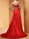 A-line Silk-like Satin One Shoulder Beading Sweep Train Prom Dresses IS#02014449