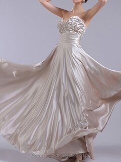 A-line Sweetheart Elastic Woven Satin Floor-length Ruched Evening Dresses #02020079