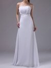 A-line Strapless Chiffon Floor-length Ruffles Evening Dresses #02060453