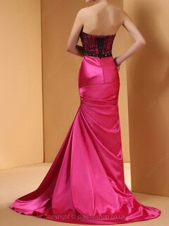 Trumpet/Mermaid Sweetheart Silk-like Satin Court Train Lace Prom Dresses #02014443