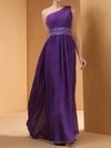 A-line One Shoulder Chiffon Floor-length Beading Prom Dresses #02060465