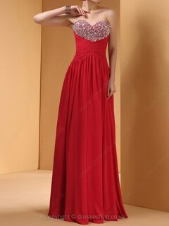 A-line Sweetheart Chiffon Floor-length Rhinestone Prom Dresses #02014423