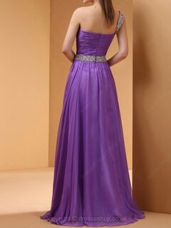 A-line One Shoulder Chiffon Floor-length Sequins Evening Dresses #02060458