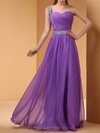 A-line One Shoulder Chiffon Floor-length Sequins Evening Dresses #02060458