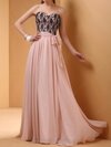 A-line Sweetheart Chiffon Floor-length Lace Evening Dresses #02023234