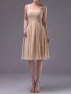 A-line Straps Chiffon Knee-length Ruffles Cocktail Dresses #02042249