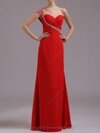 Sheath/Column One Shoulder Chiffon Floor-length Rhinestone Evening Dresses #02023218