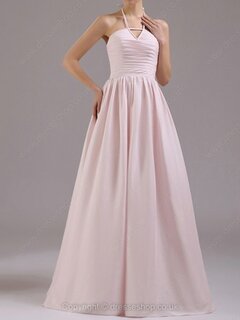 A-line Halter Silk-like Satin Floor-length Ruffles Evening Dresses #02023212