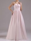 A-line Halter Silk-like Satin Floor-length Ruffles Evening Dresses #02023212