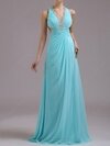 A-line Halter Chiffon Floor-length Rhinestone Prom Dresses #02014376