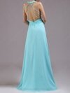 A-line Halter Chiffon Floor-length Rhinestone Prom Dresses #02014376