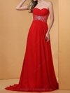 A-line Sweetheart Chiffon Sweep Train Rhinestone Evening Dresses #02023199