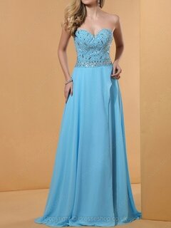 A-line Sweetheart Chiffon Floor-length Rhinestone Prom Dresses #02014350