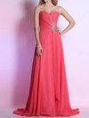 A-line Sweetheart Chiffon Sweep Train Sequins Prom Dresses #02014305