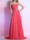 A-line Sweetheart Chiffon Sweep Train Sequins Prom Dresses #02014305