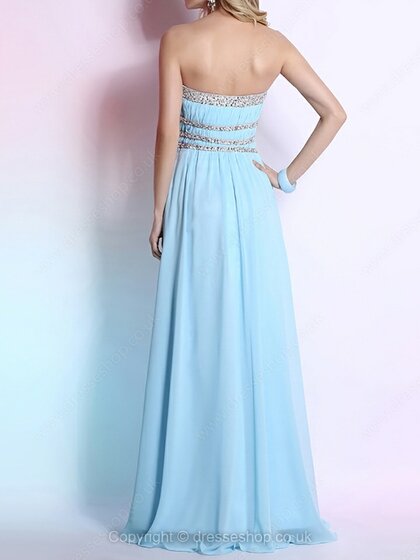 A-line Strapless Chiffon Floor-length Sequins Prom Dresses #02014288