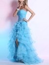 A-line Sweetheart Organza Asymmetrical Tiered Prom Dresses #02014289