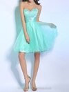 A-line Sweetheart Tulle Satin Short/Mini Rhinestone Homecoming Dresses #02051635