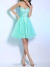 A-line Sweetheart Tulle Satin Short/Mini Rhinestone Homecoming Dresses #02051635