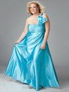 Fashion One Shoulder Lavender Elastic Woven Satin Bow Empire Prom Dresses #02016716